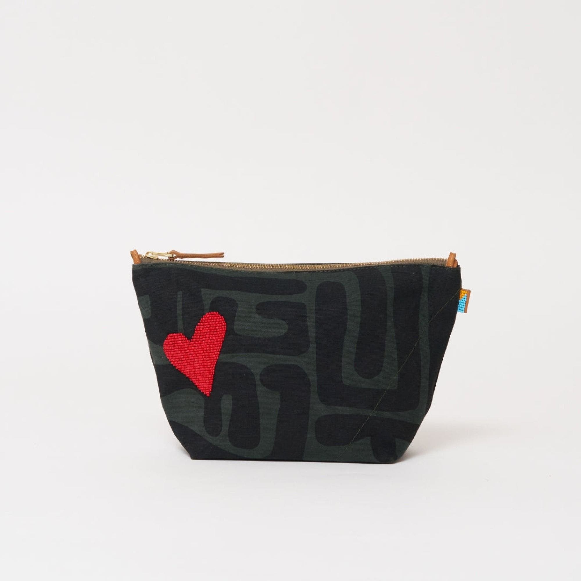 XLarge Convertible Pouch with Strap - Beaded Red Heart, Main, color, Safari Kuba