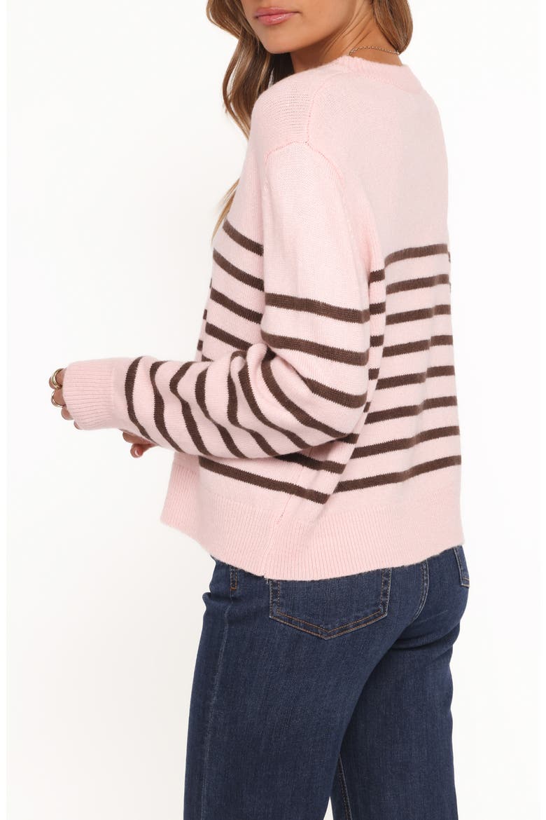 Eleanora Stripe Crewneck Sweater, Alternate, color, PINK