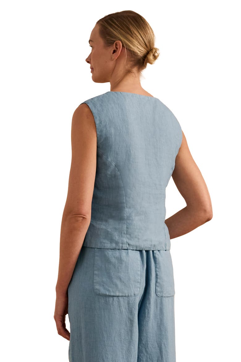 Linen Blend Tailored Waistcoat, Alternate, color, Chalk Blue