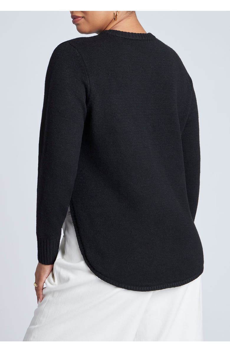 ELOQUII Scoop Hem Sweater, Alternate, color, Black