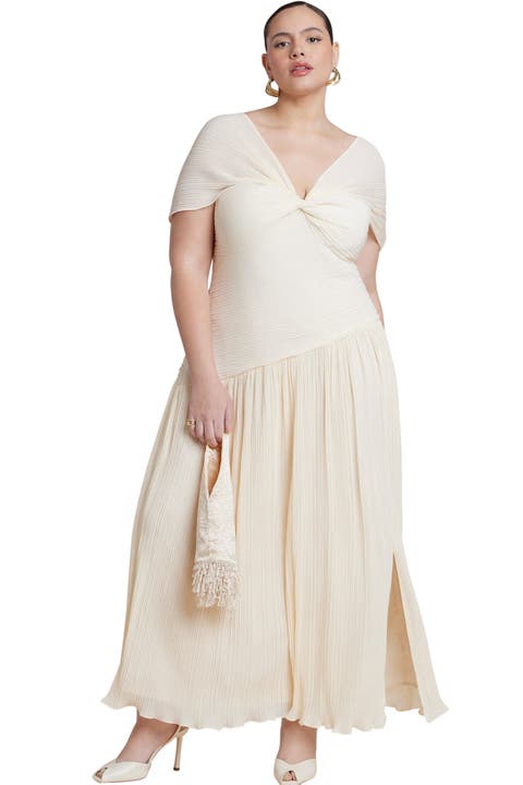 Twist Detail Pleated Chiffon Dress (Plus)