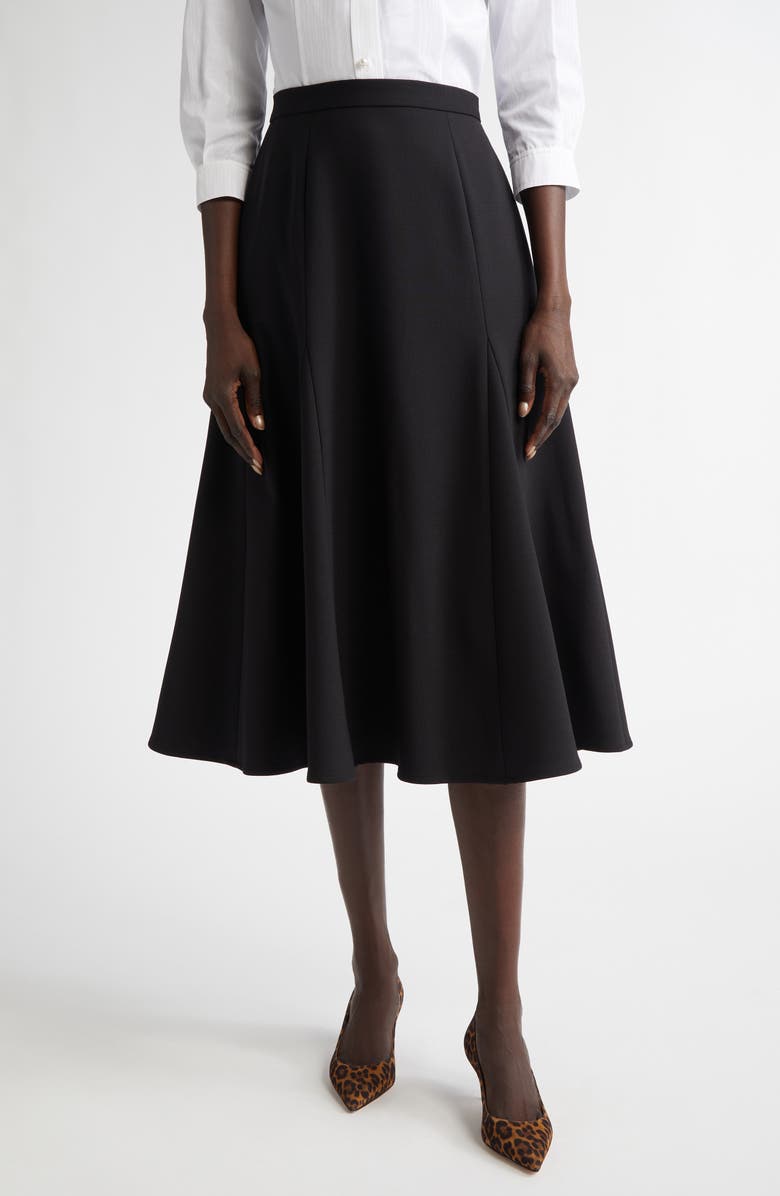 Carolina Herrera A-Line Stretch Virgin Wool Midi Skirt, Main, color, 