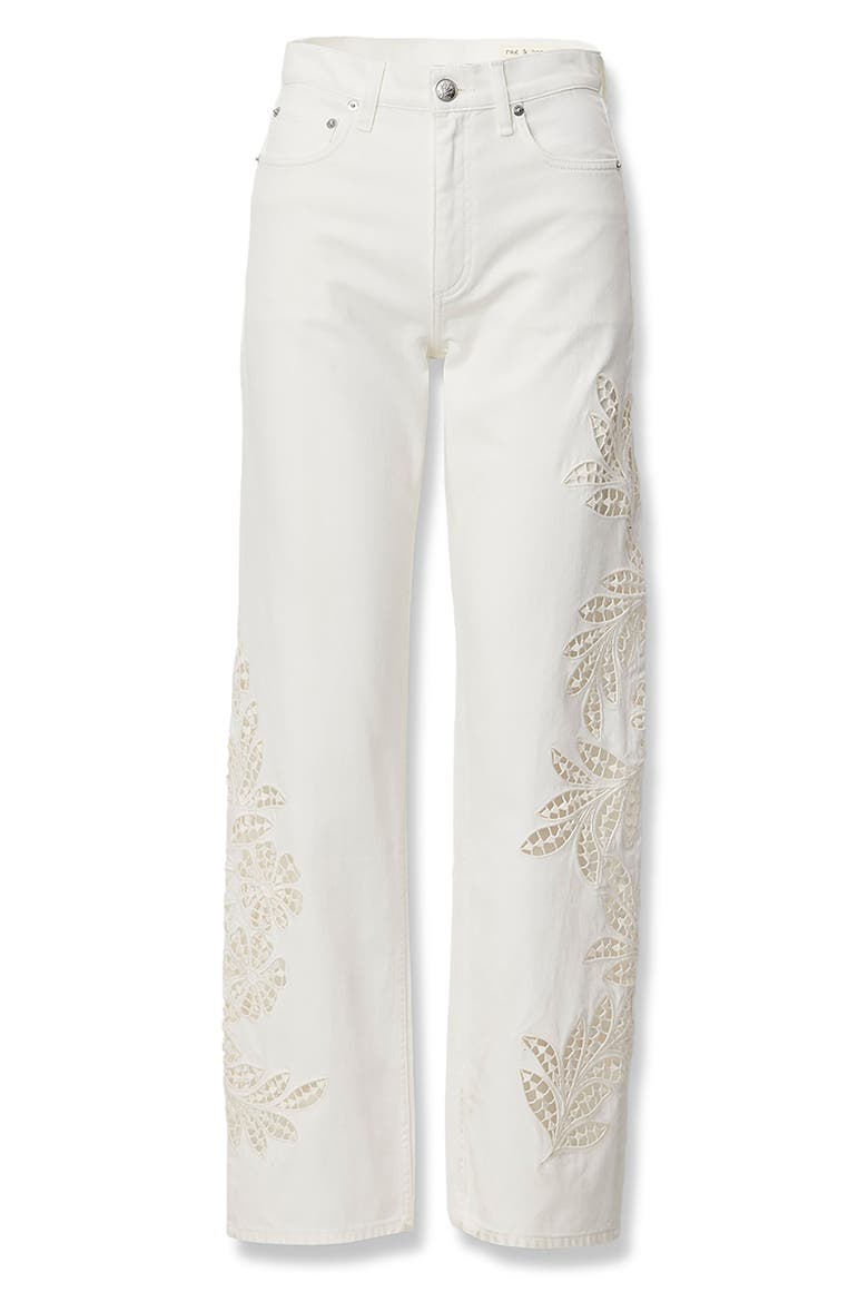 Shea Floral Eyelet High Rise Straight Leg Jeans, Alternate, color, WHITE FLORAL