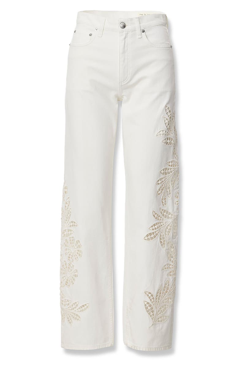 rag & bone Shea Floral Eyelet Straight Leg Jeans, Alternate, color, White Floral