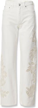 rag & bone Shea Floral Eyelet Straight Leg Jeans