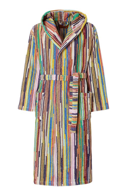 Missoni Home Melody Bathrobe In Cotton Terry With Vertical Stripes In Black