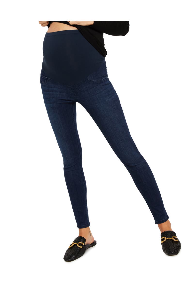 MOTHERHOOD MATERNITY Plus Super Stretch Secret Fit Over The Belly Skinny Ankle Jeans, Main, color,