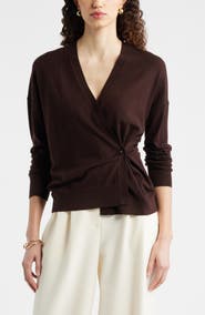 Nordstrom Asymmetrical Wool Blend Cardigan