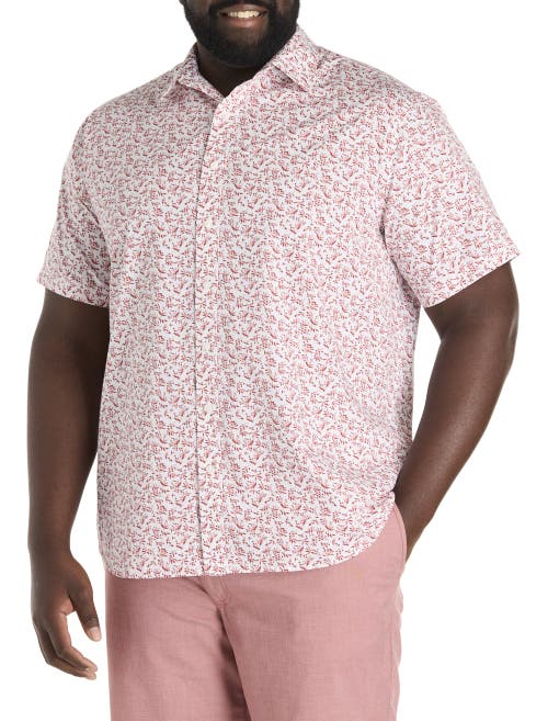 True Nation By Dxl Big & Tall Leaf Print Sport Shirt
