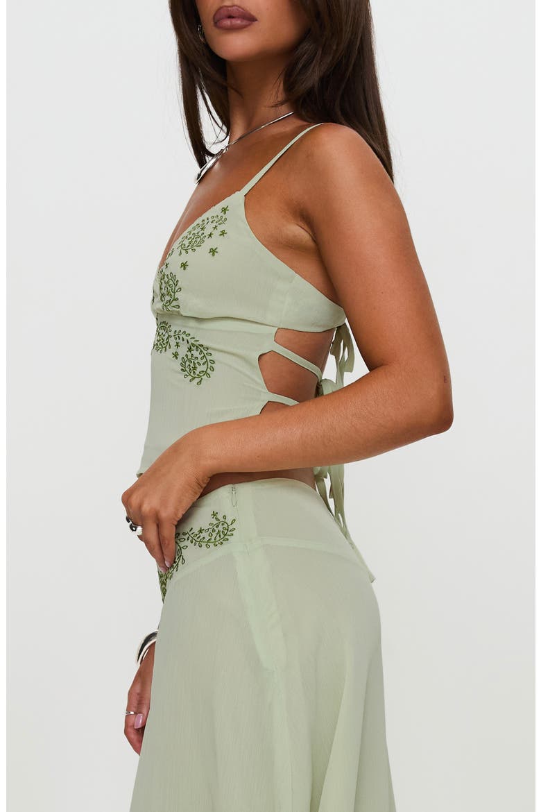 Pappilion Embroidered Open Back Chiffon Camisole, Alternate, color, GREEN