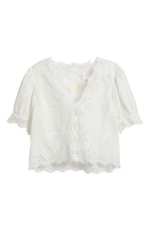 Doen Dôen Idella Lace Trim Ramie Top In White