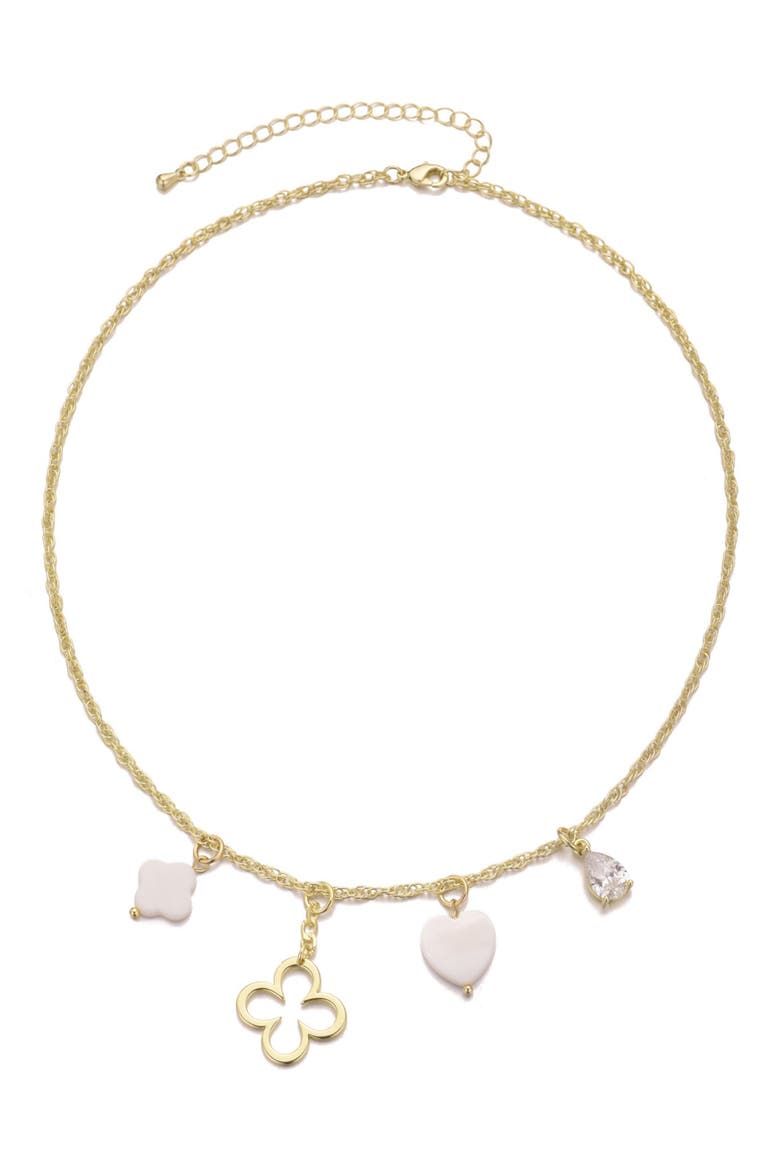 14K Gold Plated Clover Charm Necklace, Alternate, color, GOLD