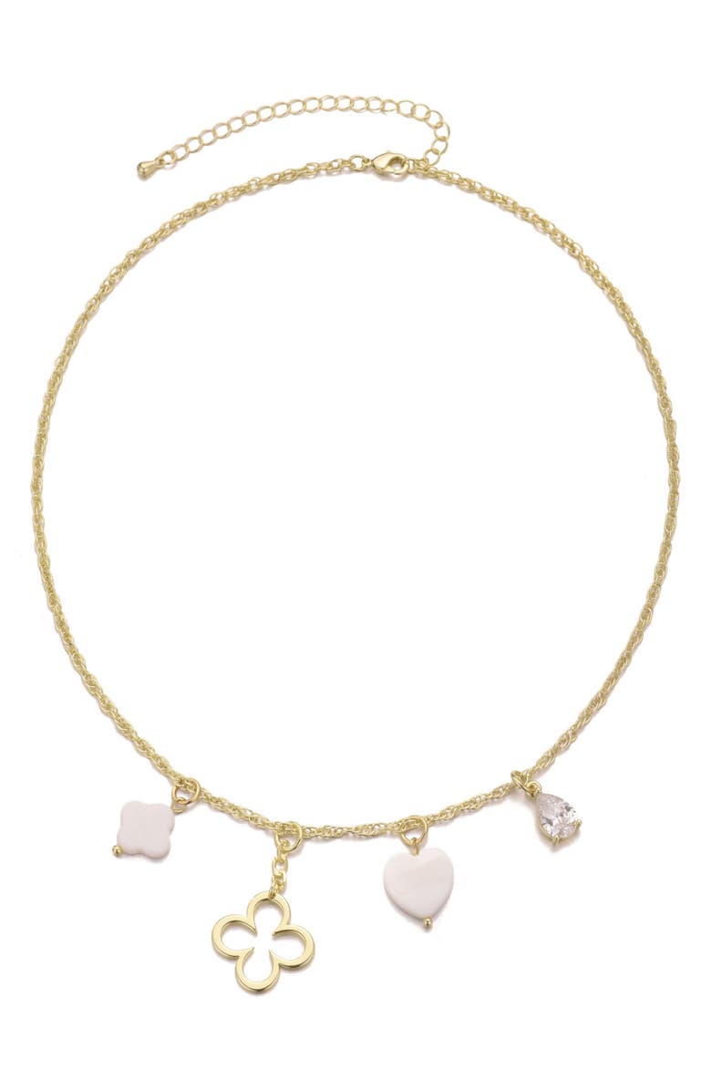 Adornia 14K Gold Plated Clover Charm Necklace, Alternate, color, Gold