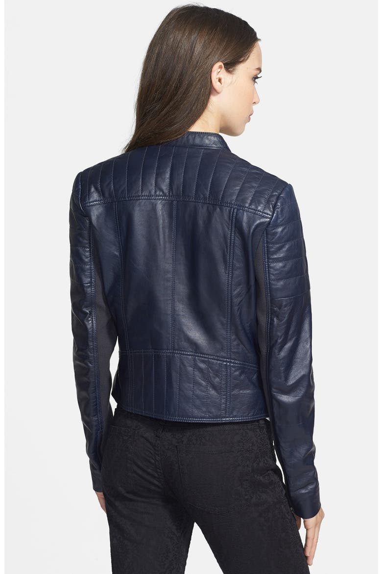 Leather Moto Jacket, Alternate, color, NAVY PEACOAT