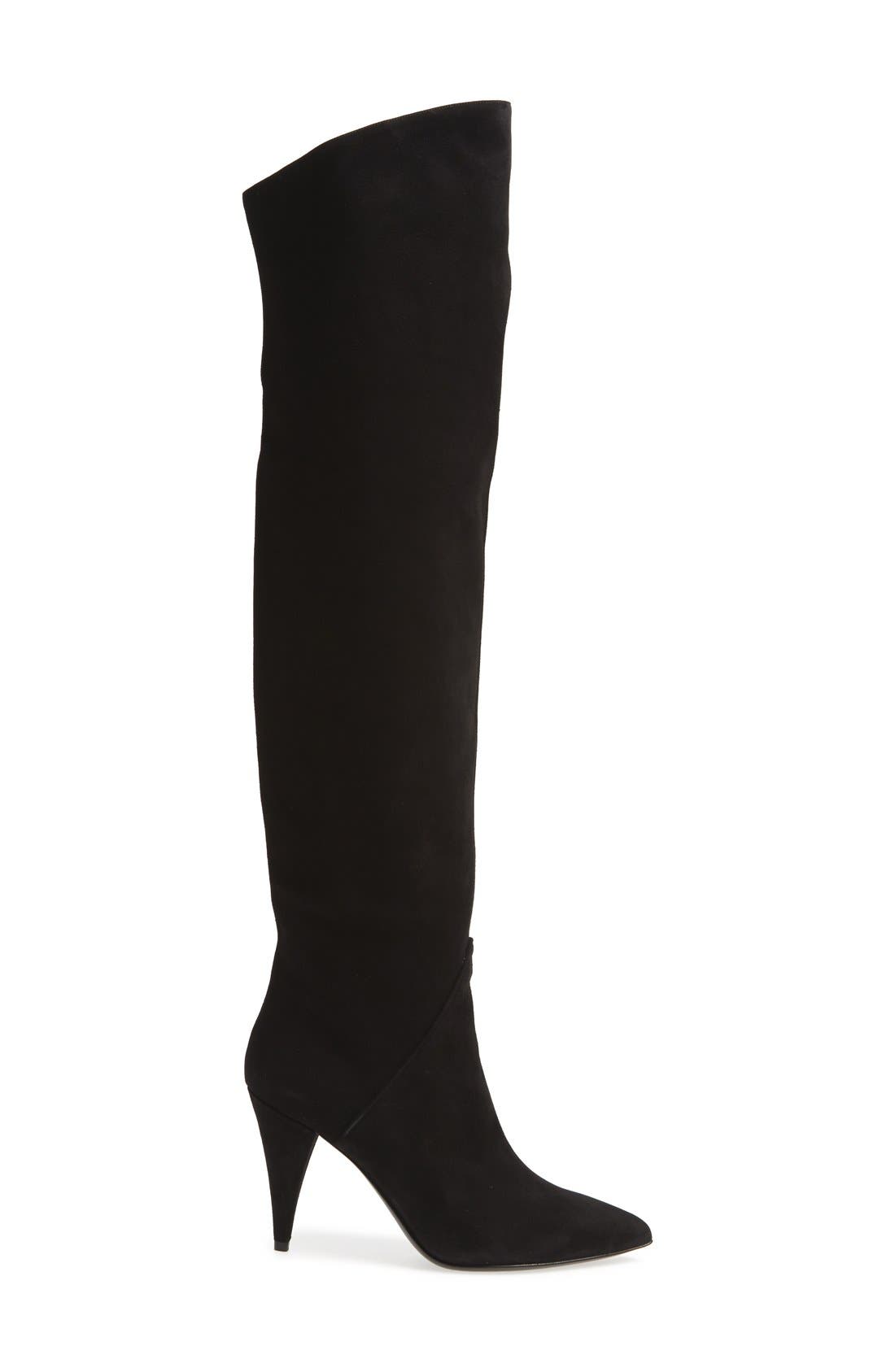 'Cat' Over the Knee Boot, Alternate, color, BLACK SUEDE