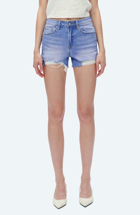 Mid Rise Denim Cutoff Shorts (Sky Blue)