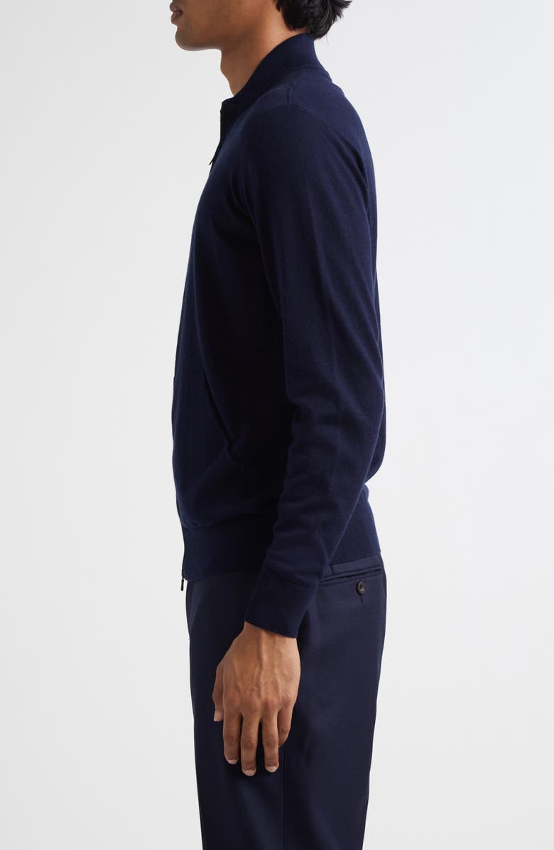 Thom Sweeney Cotton & Cashmere Bomber Jacket, Alternate, color, Navy