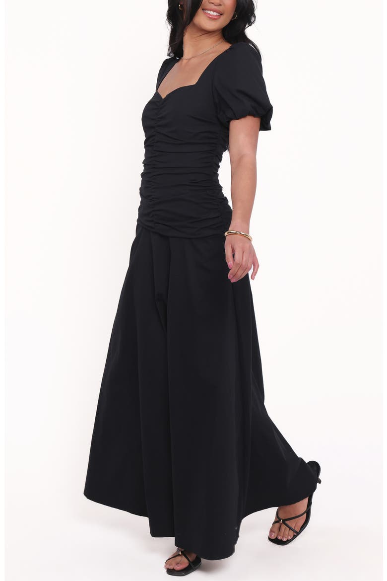 Denver Sweetheart Neck Stretch Cotton Maxi Dress, Alternate, color, BLACK