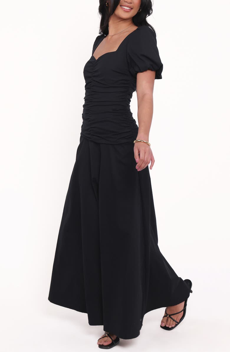 Petal & Pup Denver Sweetheart Neck Stretch Cotton Maxi Dress, Alternate, color, Black