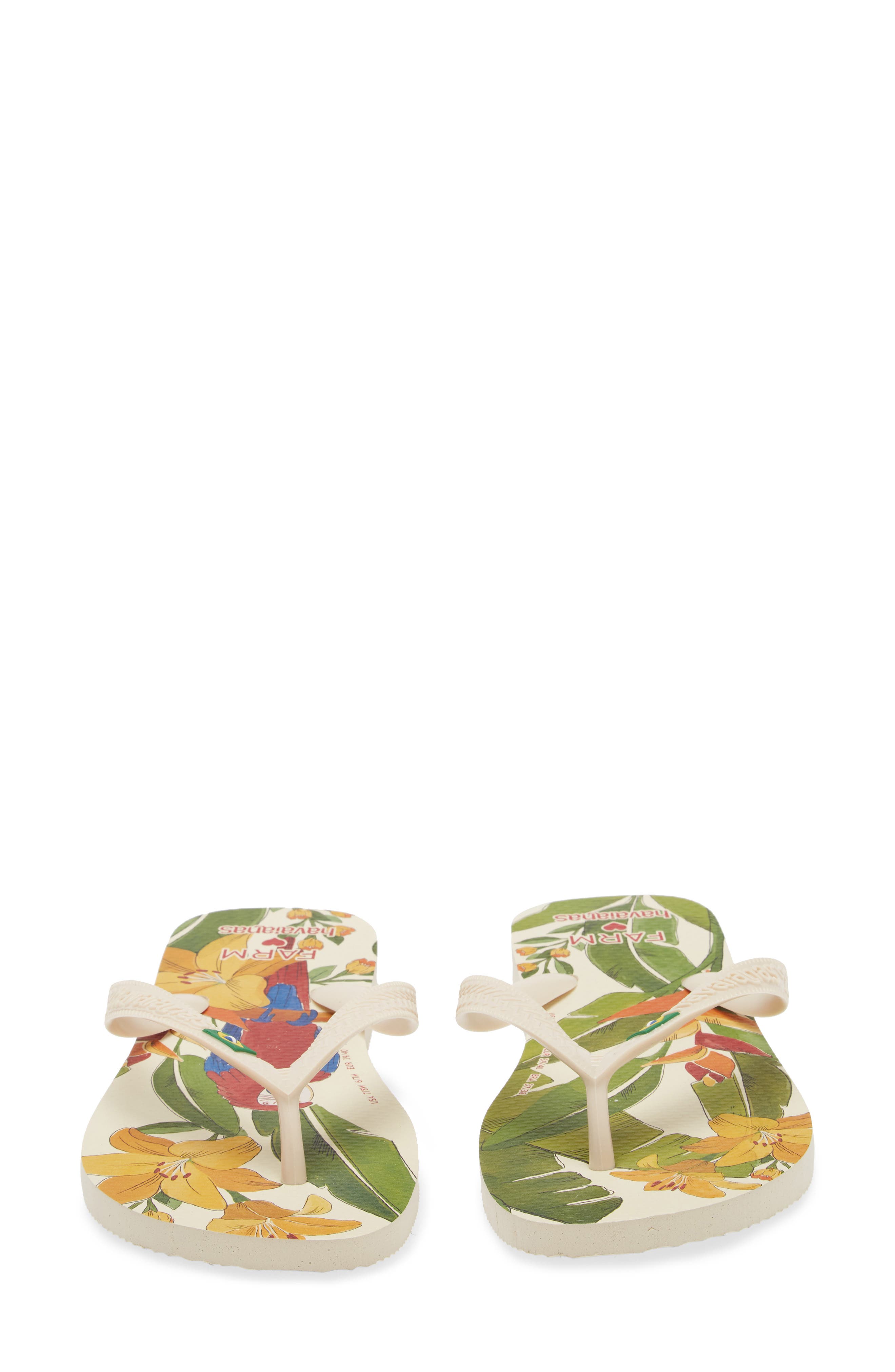 Havaianas x FARM Rio Parrot Floral Flip Flop, Alternate, color, Beige