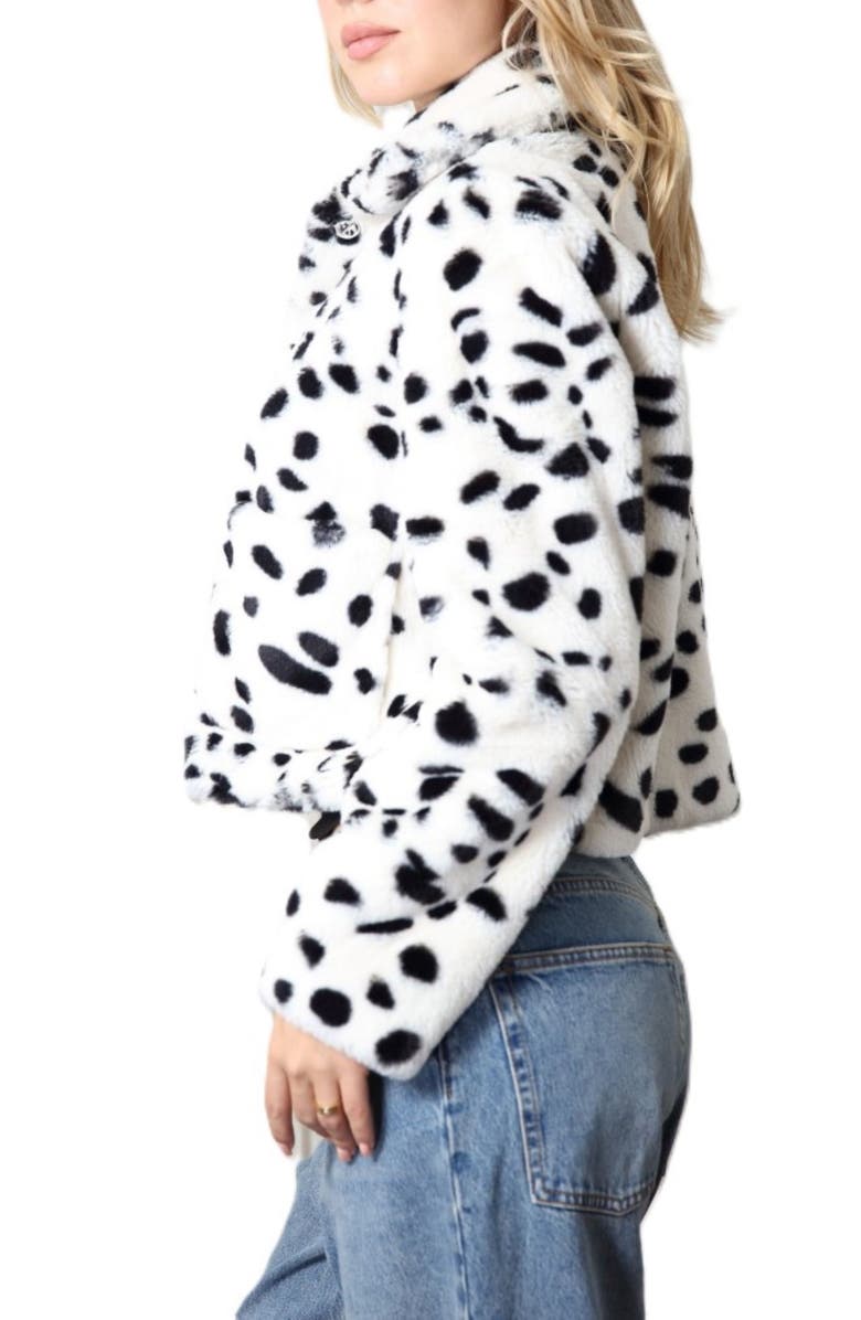 Stoosh Printed Faux Fur Jacket, Alternate, color, Off White/ Black Dalmation