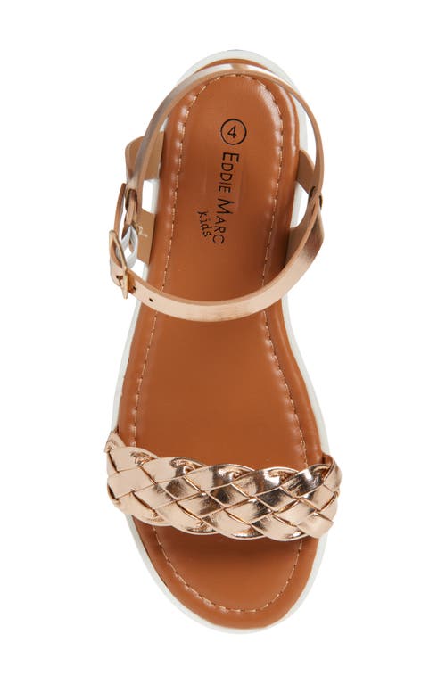 Extreme By Eddie Marc Kids' Braided Strap Sandal In Rose Gold