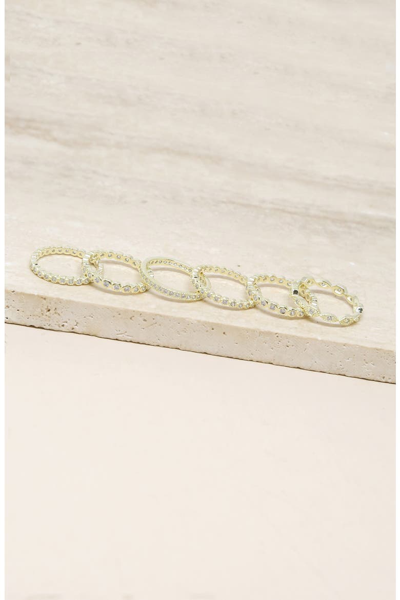 Set of 6 Stacking Rings, Alternate, color, GOLD