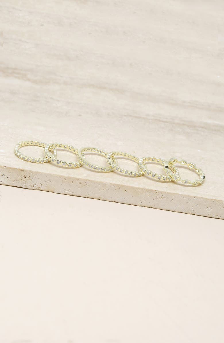 Ettika Set of 6 Stacking Rings, Alternate, color, Gold