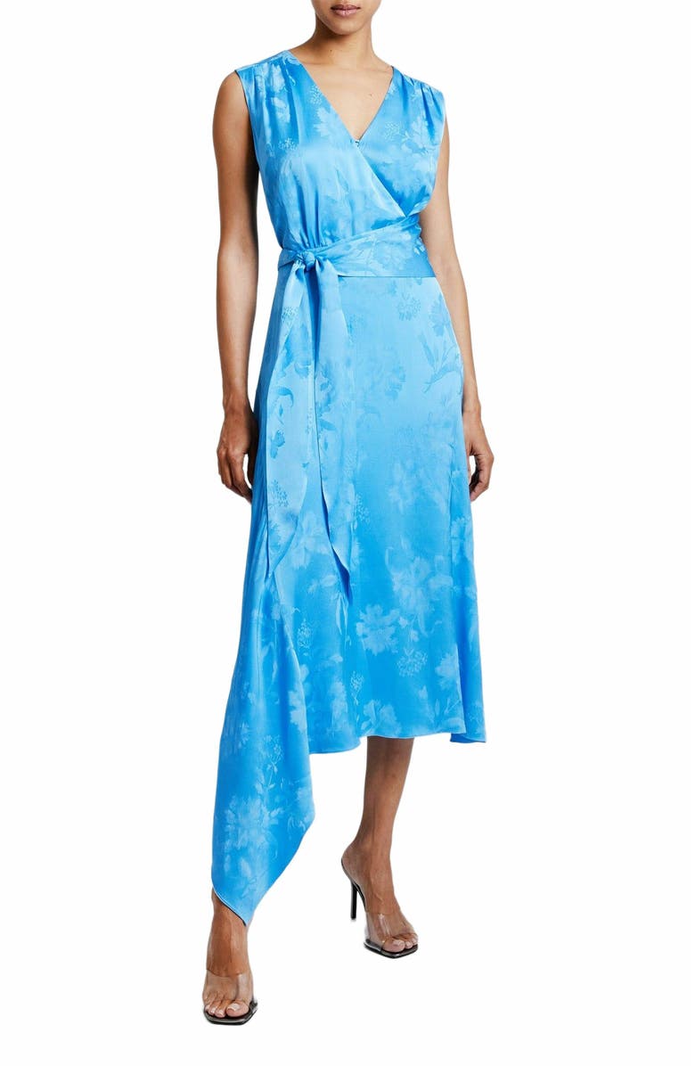 Santorelli VELIA Sleeveless Faux-Wrap Asymmetric Dress, Main, color, Cornflower