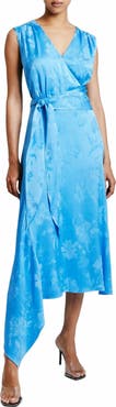 Santorelli VELIA Sleeveless Faux-Wrap Asymmetric Dress