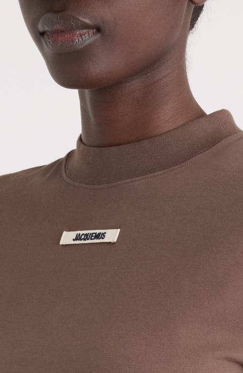 Jacquemus Crew Neck Box Cut Short Sleeve Top In Burgundy