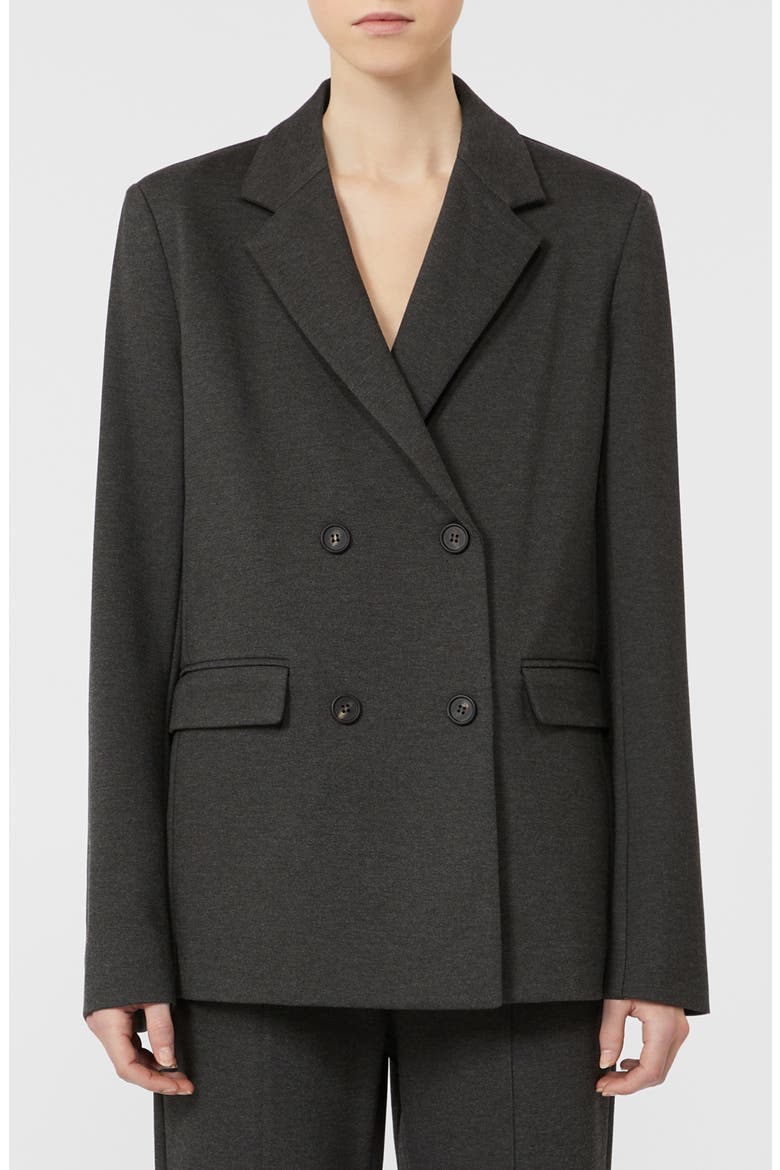 Virgus Double Breasted Jersey Blazer, Main, color, DARK GREY