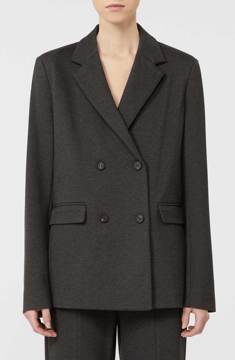 MM by Max Mara Virgus Double Breasted Jersey Blazer, Main, color, Dark Grey