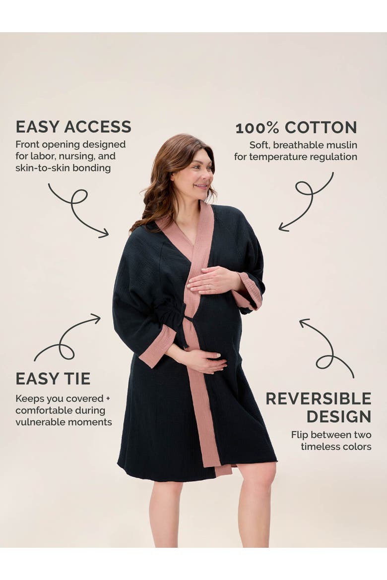 Maternity Robe, Alternate, color, Rosewood