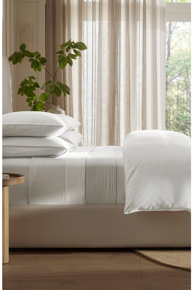 Signature Piped Edge Duvet Set, Alternate, color, WHITE/ WHITE