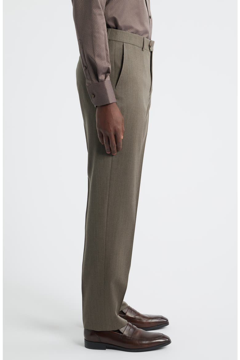 Covert Flat Front Wool Twill Dress Pants, Alternate, color, BROWN