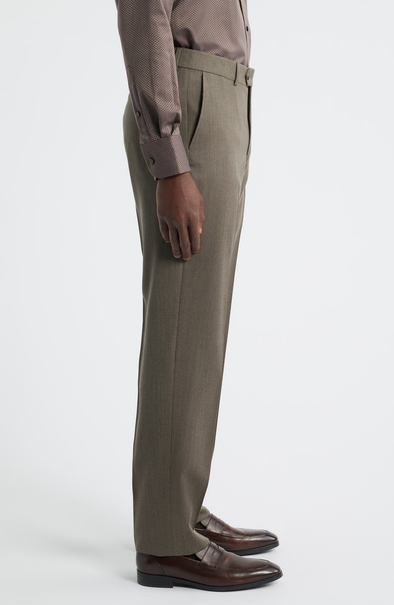 Berle Covert Flat Front Wool Twill Dress Pants, Alternate, color, Brown