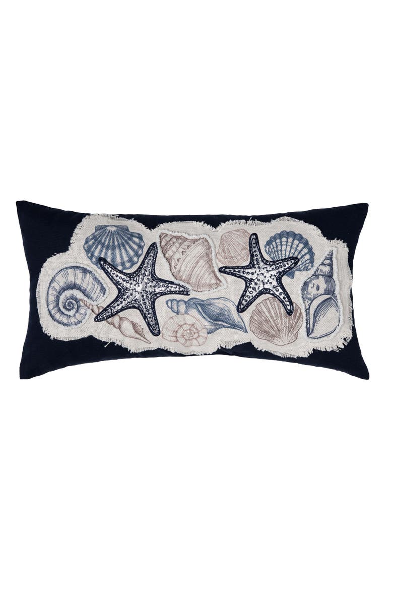 Vintage Shells Collection Embroidered Throw Pillow, 12" x 24", Main, color, Brown