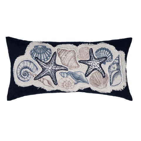 Vintage Shells Collection Embroidered Throw Pillow, 12" x 24"