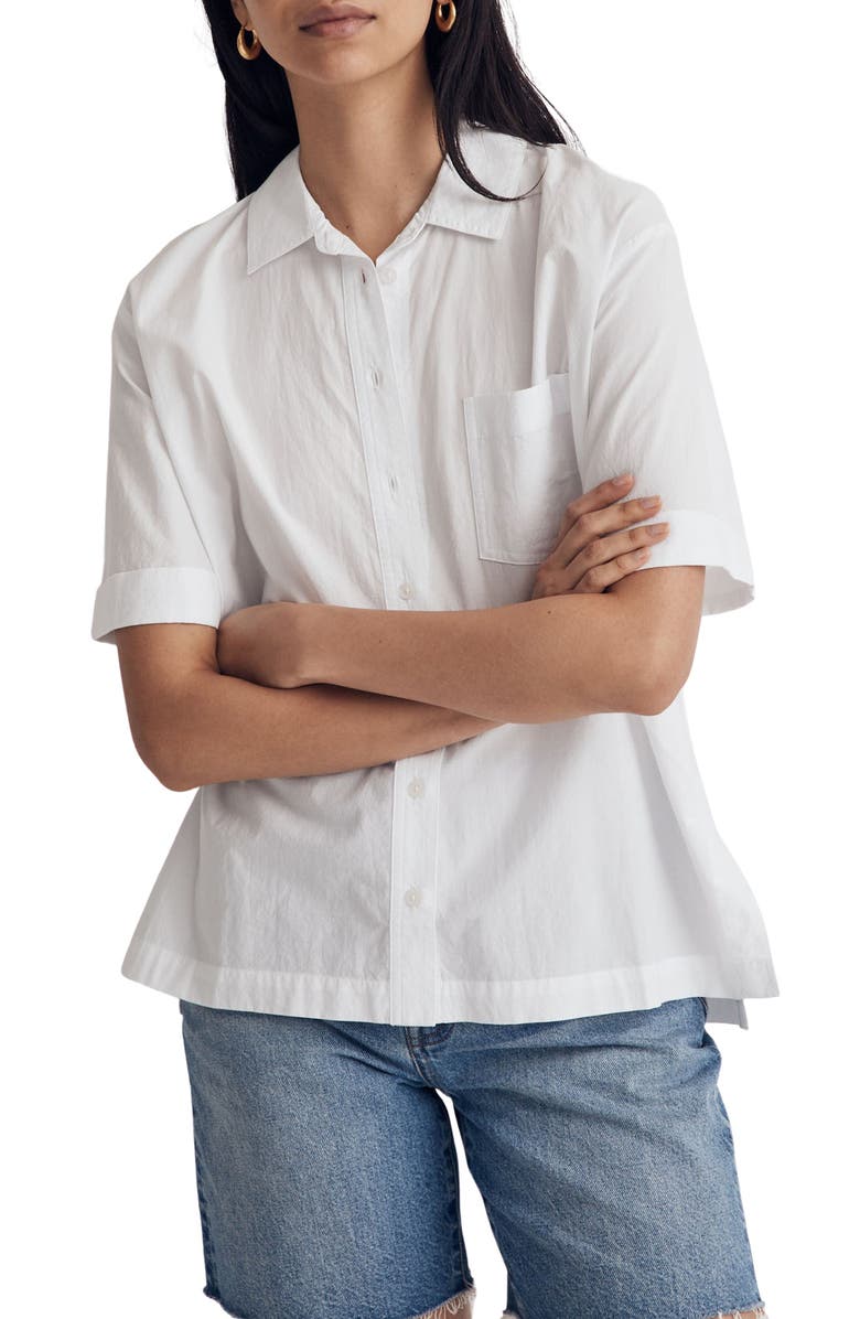 Madewell Short Sleeve Signature Cotton Poplin Button-Up Shirt, Main, color,