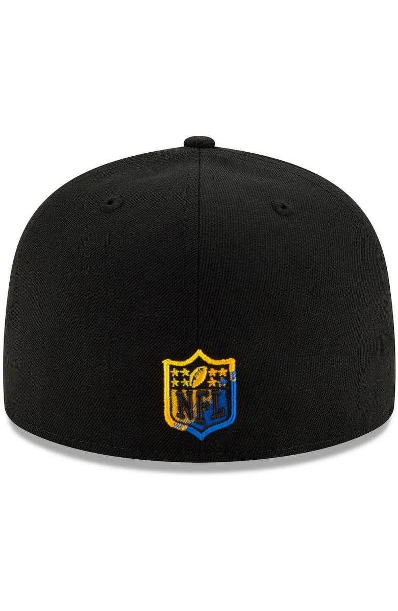 New Era Men's New Era Black Los Angeles Rams Logo Color Dim 59FIFTY Fitted Hat, Alternate, color,