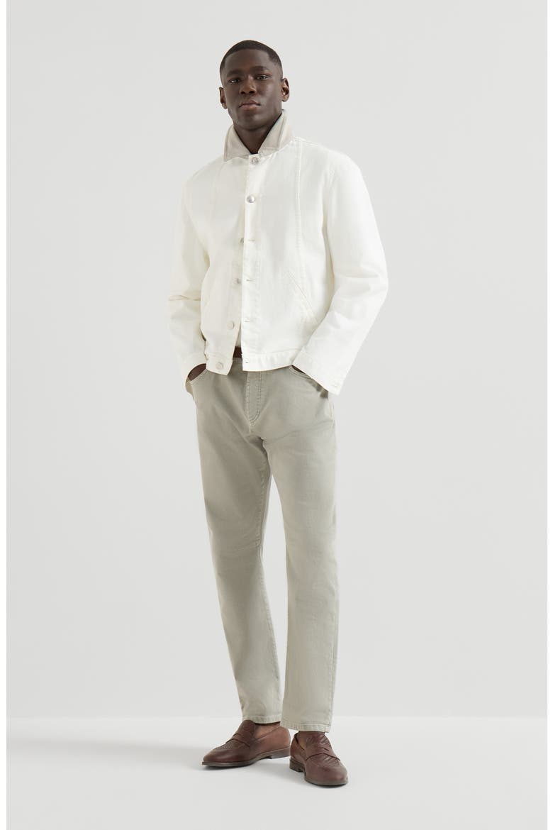 Garment-dyed denim trousers, Alternate, color, Khaki