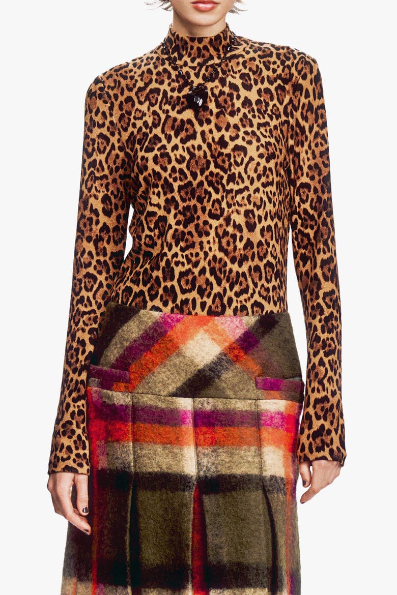 Leopard Knit Turtleneck, Main, color, HONEY MULTI