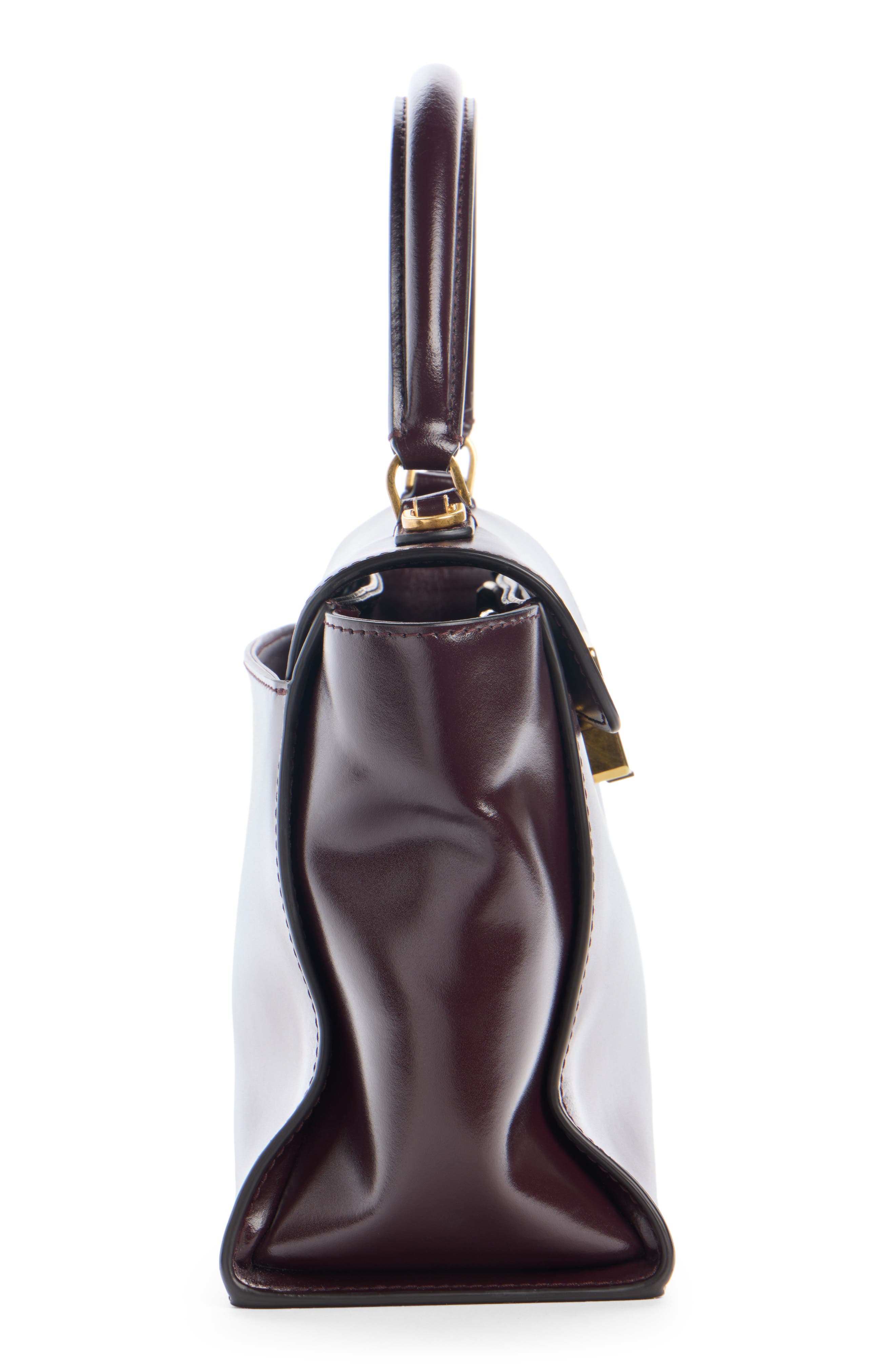 Small Hourglass Avenue Leather Top Handle Bag, Alternate, color, 6134 BORDEAUX