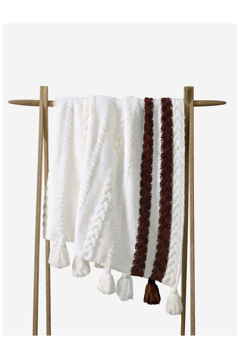 Snug Braided Stripe Throw Blanket, Alternate, color, OFF WHITE/ FIG
