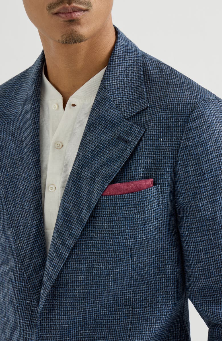 Brunello Cucinelli Houndstooth deconstructed blazer, Alternate, color, Denim