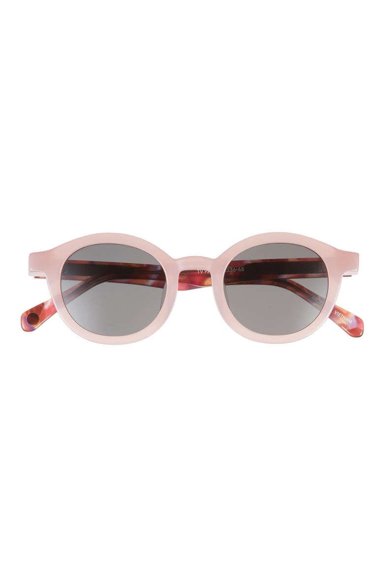 TV Party 44mm Polarized Round Sunglasses, Main, color, PIMROSE PINK PINK / GREY