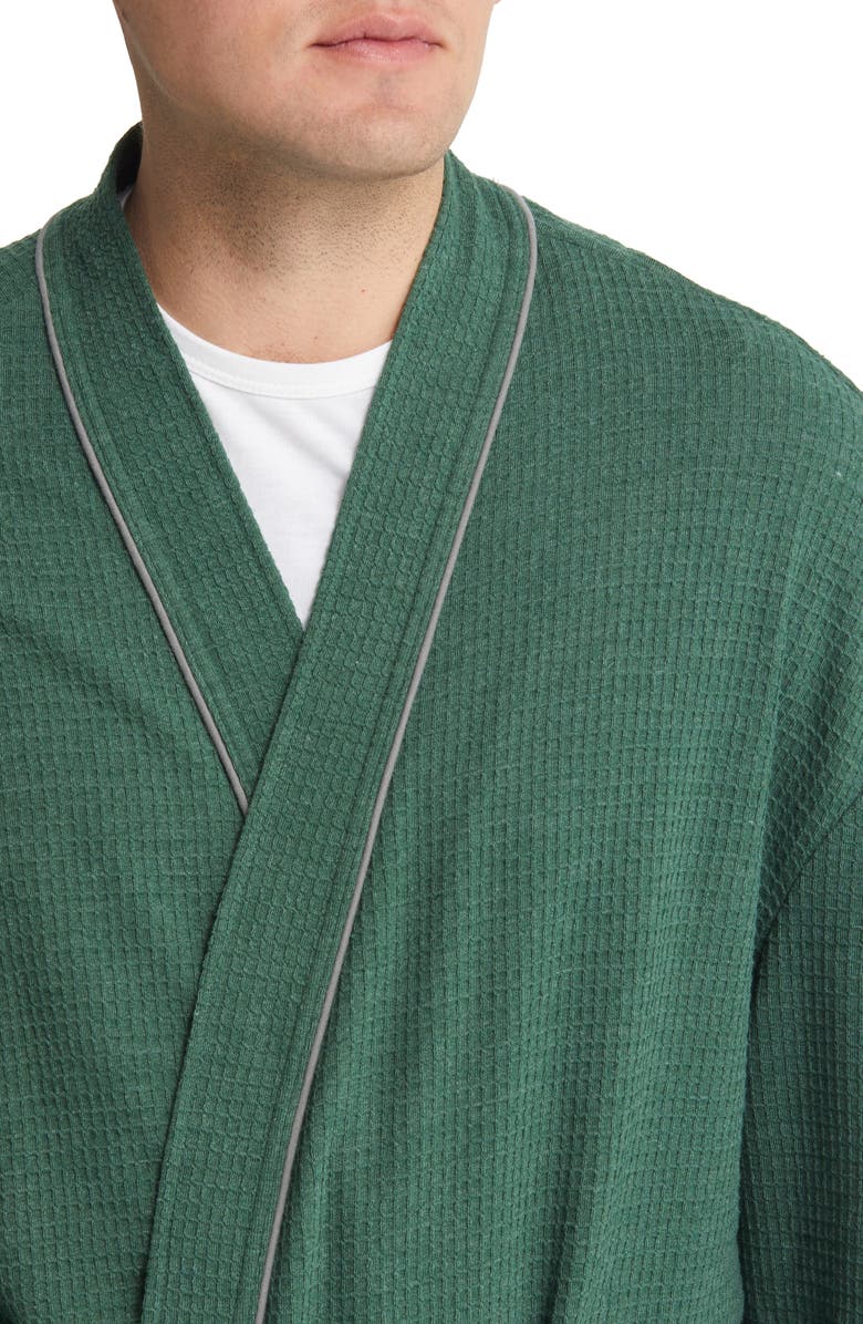 Majestic International Waffle Knit Robe, Alternate, color, Grass Green