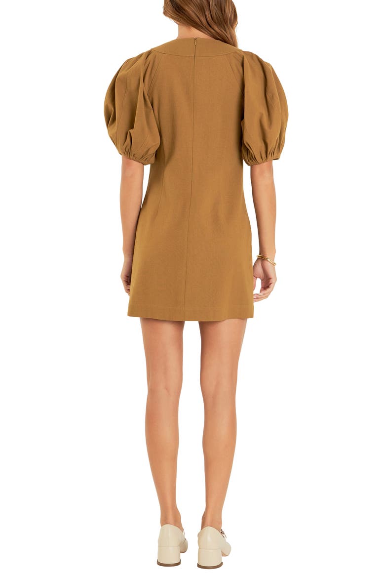 Lace-Up Front Puff Sleeve Minidress, Alternate, color, OLIVE