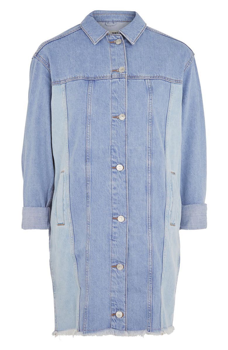 Topshop Colorblock Denim Jacket, Alternate, color,